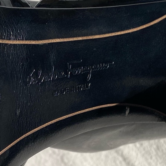 Ferragamo VINTAGE Patent Leather Peep Toe High Heels - Picture 6 of 15